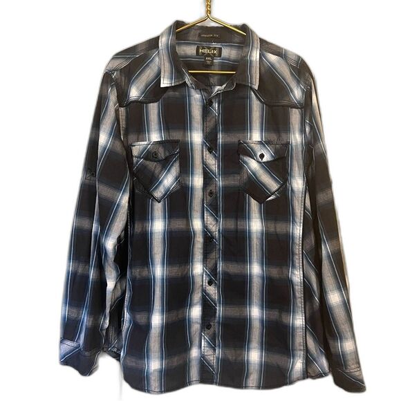 Helix Western Plaid Shirt XXL Athletic Fit Button-Down | Fall Layering Must-Have - Picture 1 of 11